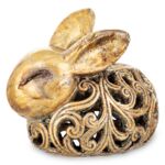 Figurka ozdobna zając 21 x 18 x 23 cm złoty