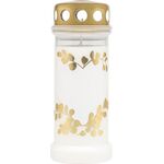 Znicz plastikowy Serce 6,7 x 17,3 cm biało-złoty