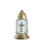 Znicz szklany krzyż P 45 30 x 17 cm 49 h złoty