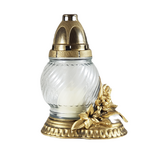 Znicz szklany lilie Z 02 20,5 x 15 cm 16 h złoty