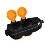 Gniazdo przenośne 4-krotne IP44 16 A 230 V moc max 3680 W czarne żółte klapki