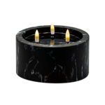 Świeca LED 3 płomienie efekt czarnego marmuru  8 x 15 cm ciepły biały CORTINA