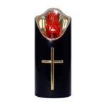 Świeca LED krzyż 12,5 x 5 cm czarno-złoty CORTINA
