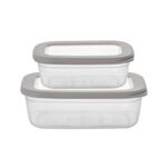 Pojemniki na żywność prostokątne 670 ml + 1200 ml szary