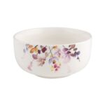 Salaterka Japandi 15 cm kwiaty biały