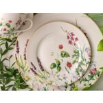 Talerz deserowy Idylla 20 cm kwiaty biały