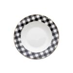 Talerz głęboki Winter Glam Grid 21,5 cm kratka czarno-biały