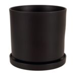 Doniczka cylinder z podstawką 19,5 cm matowy czarny