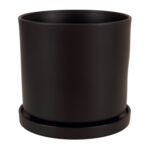 Doniczka cylinder 19 cm + podstawka czarny