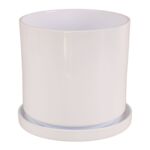 Doniczka cylinder 19 cm + podstawka biały