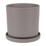 Doniczka cylinder 19 cm + podstawka matowy szary