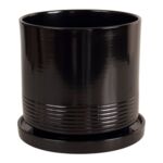 Doniczka cylinder Rille 21 cm + podstawka czarny