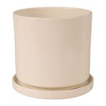 Doniczka cylinder 19 cm + podstawka kremowy