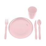 Zestaw piknikowy 21 elementów plastikowy różowy
