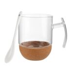 Kubek szklany na korkowej podstawce otwarte ucho 240 ml transparentny