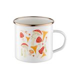 Kubek emaliowany prosty Grzybki 500 ml biały