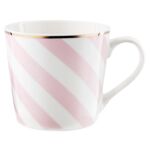 Kubek Geometric Paski 400 ml różowo-biały