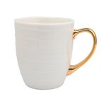 Kubek prezentowy Paski ze złotym uchem 420 ml biały