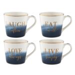 Kubek Lisa Blue 400 ml mix wzorów biało-niebieski 1 szt.