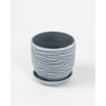 Doniczka ceramiczna Fala z podstawkiem 19 cm szary