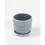 Doniczka ceramiczna Fala z podstawkiem 22 cm szary