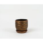 Doniczka ceramiczna Fala z podstawkiem 19 cm miedziano-złoty