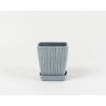 Doniczka ceramiczna Kwadrat z podstawkiem 16 cm szary