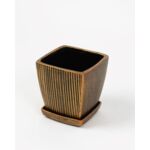 Doniczka ceramiczna Kwadrat z podstawkiem 20 cm miedziano-złoty