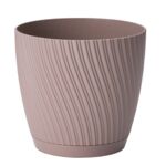 Doniczka Mika z podstawką 15 cm szaro-beżowy