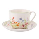 Filiżanka porcelanowa ze spodkiem o opasce Jumbo 450 ml wielokolorowy