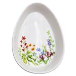 Talerz porcelanowy naczynie jajko 12,5 x 10 x 2,5 cm kwiatki wielokolorowy