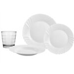 Zestaw talerzy Ebro i szklanek Cube 24-elementowy Bormioli