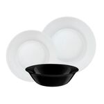 Zestaw obiadowy Domino dla 6 osób czarno-biały