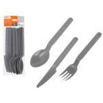 Zestaw sztućców Simple Solution wielokrotnego użytku 9 sztuk szary