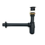 Syfon umywalkowy butelkowy metalowy, czarny z klik klakiem