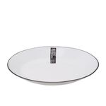 Talerz deserowy Moonlight black 18 cm z czarną obwódką biały