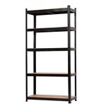 Regał wciskany metalowy ocynkowany czarny 5 półek 180 x 90 cm