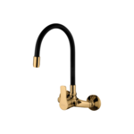 Bateria kuchenna ścienna VERSO złota z elastyczną czarną wylewką