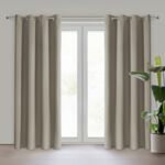 Zasłona gotowa Nerisa 140 x 250 cm przelotki ciemnobeżowy