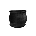 Doniczka ceramiczna z podstawką kamień 21 x 25 cm czarny połysk symbol 814