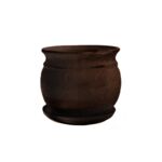 Doniczka ceramiczna z podstawką kamień 15 x 20 cm brąz mat symbol 813