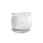 Doniczka ceramiczna z podstawką kamień 21 x 25 cm biały mat symbol 814