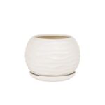 Doniczka ceramiczna z podstawką kula duna 20 x 18 cm krem mat symbol 2025