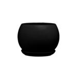 Doniczka ceramiczna z podstawką kula 11 x 13 cm czarny mat symbol 632