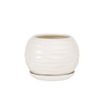 Doniczka ceramiczna z podstawką kula duna 29 x 23 cm krem połysk symbol 2028