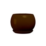 Doniczka ceramiczna z podstawką kula 17 x 21 cm brąz połysk symbol 630