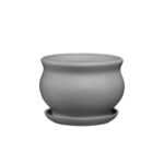 Doniczka ceramiczna z podstawką kokarda 13 x 17,5 cm szary mat symbol 661