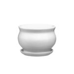 Doniczka ceramiczna z podstawką kokarda 13 x 17,5 cm biały mat symbol 661