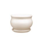 Doniczka ceramiczna z podstawką kokarda 10,5 x 13 cm krem mat symbol 662