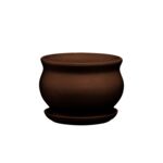 Doniczka ceramiczna z podstawką kokarda 10,5 x 13 cm brąz mat symbol 662